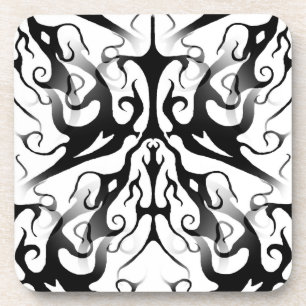 Porta-copo Tatuagem tribal elegante - preto digital e branco