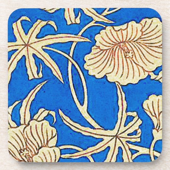 Porta-copo Tecido de seda japonês - azul e bege (Frente)