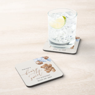 Porta-copo Teddy Bear, Balões Azuis, Primeiro Aniversário