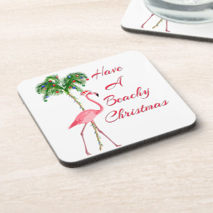 Porta-copo Tenha um flamingo Beachy do Natal