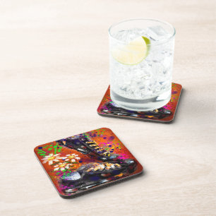 Porta-copo Tênis e margaridas - Laranja impressionista Branco