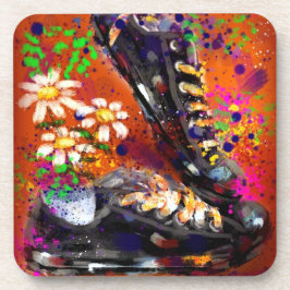 Porta-copo Tênis e margaridas - Laranja impressionista Branco