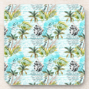 Porta-copo Teste padrão abstrato da palmeira da aguarela