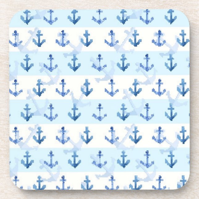 Porta-copo Teste padrão azul Pastel da âncora (Frente)