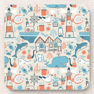 Porta-copo Teste padrão bonito do Doodle do Mar do Norte