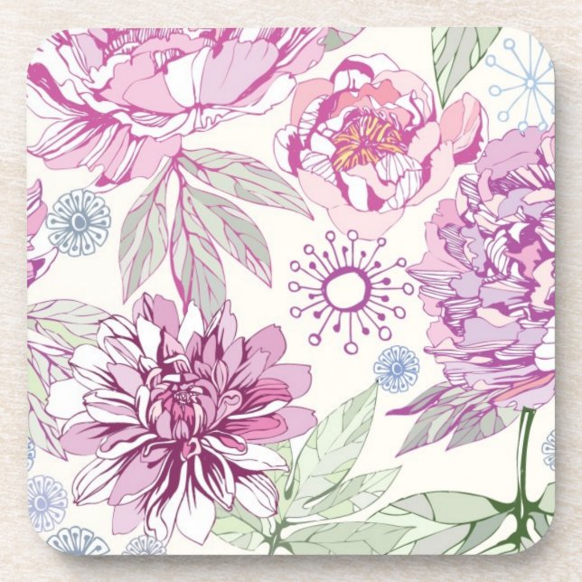 Porta-copo Teste padrão com flores cor-de-rosa (Frente)