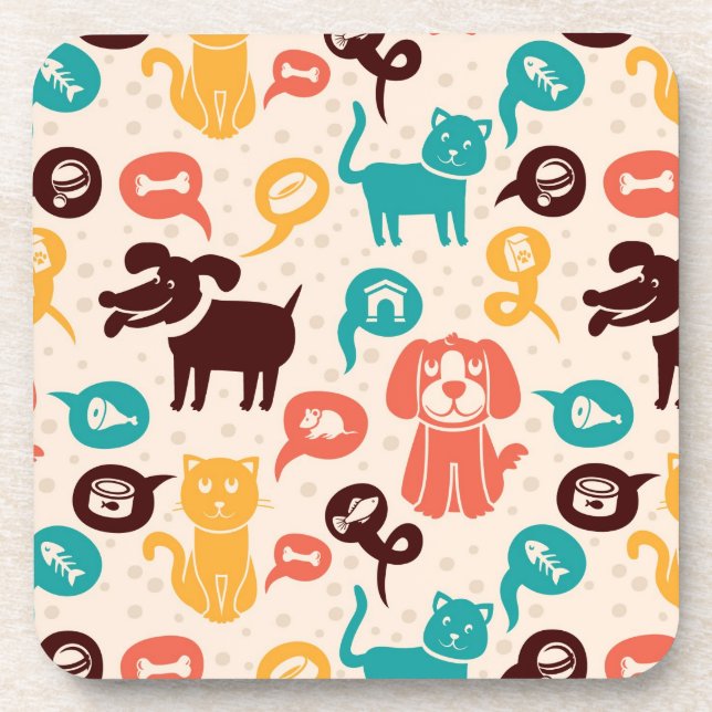 Porta-copo Teste padrão com gatos e os cães engraçados (Frente)