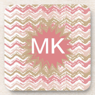 Porta-copo Teste padrão coral de Chevron do ziguezague do