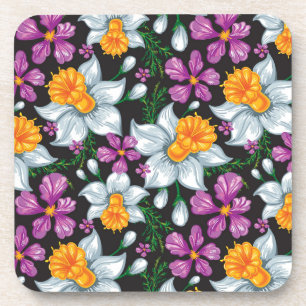 Porta-copo Teste padrão da elegância com flores 2 do narcis