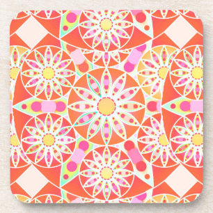 Porta-copo Teste padrão da mandala, vermelho coral, rosa,