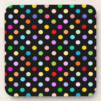 Porta-copo Teste padrão de bolinhas preto do arco-íris