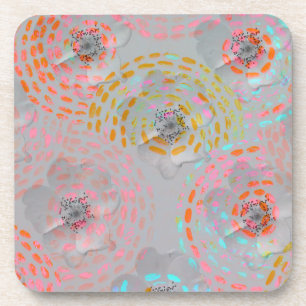 Porta-copo Teste padrão de flor colorido com linhas gráfica