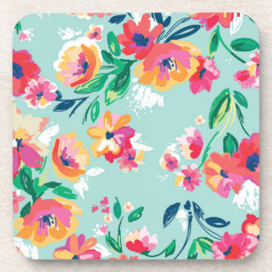 Porta-copo Teste padrão de flores pintado