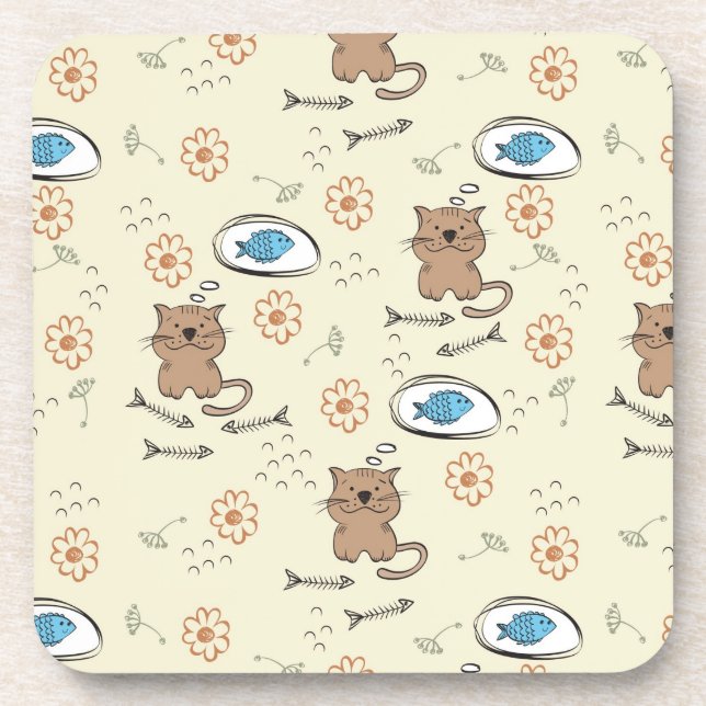 Porta-copo teste padrão do gato e dos peixes (Frente)