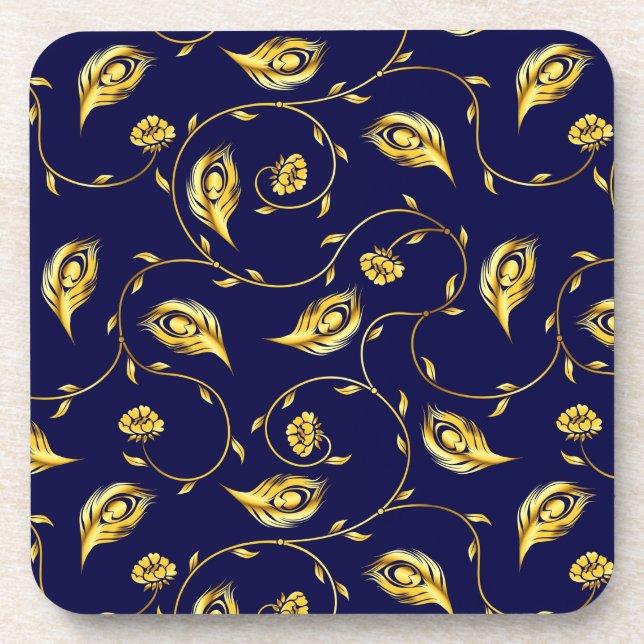 Porta-copo Teste padrão do sari do pavão (Frente)