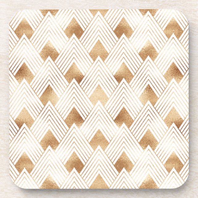 Porta-copo Teste padrão Dourado do art deco (Frente)