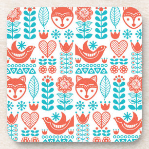 Porta-copo Teste padrão finlandês da arte popular do Fox & do