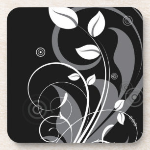 Porta-copo Teste padrão floral cinzento no preto