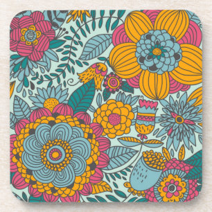 Porta-copo Teste padrão floral colorido