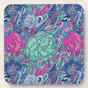 Porta-copo Teste padrão floral colorido do Doodle