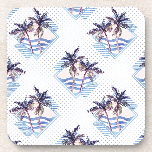 Porta-copo Teste padrão geométrico roxo da palmeira da (Frente)