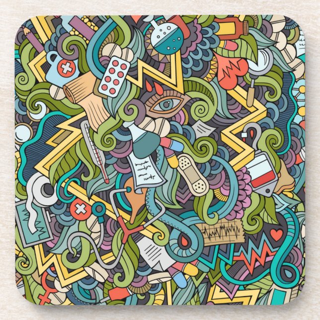 Porta-copo Teste padrão médico do ícone da arte abstracta (Frente)