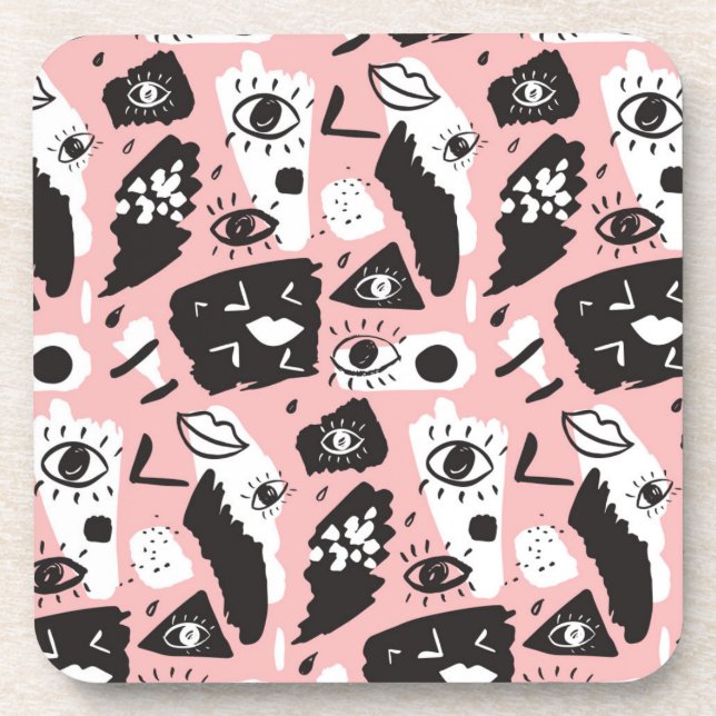 Porta-copo Teste padrão moderno abstrato do olho & dos lábios (Frente)