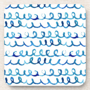 Porta-copo Teste padrão ondulado da aguarela azul pintado m