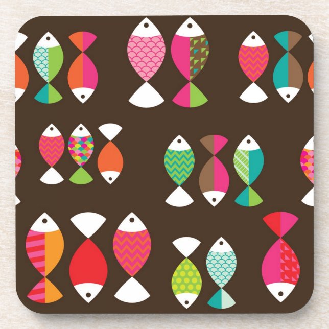 Porta-copo Teste padrão subaquático 2 dos peixes retros (Frente)