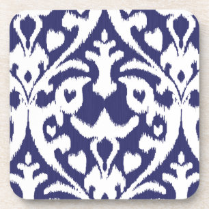Porta-copo Teste padrão tribal legal do ikat azul e branco