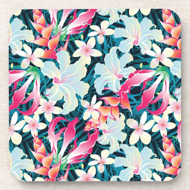 Porta-copo Teste padrão tropical colorido (Frente)