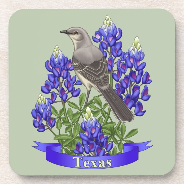 Porta-copo Texas State Mockingbird & Bluebonnet Flower (Frente)