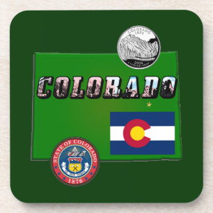 Porta-copo Texto da Imagem do Colorado, Sinalizador, Selo, Qu