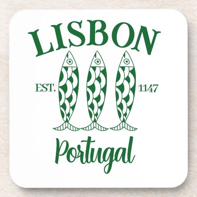 Porta-copo Texto de Lisboa Verde (Frente)