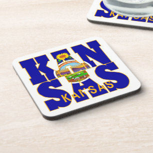 Porta-copo Texto do sinalizador do estado do Kansas