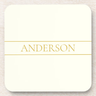 Porta-copo Texto Simples Elegante Personalizável Dourado Br