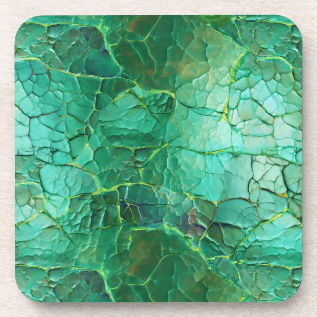 Porta-copo Textura rachada em tons de verde e turquesa (Frente)