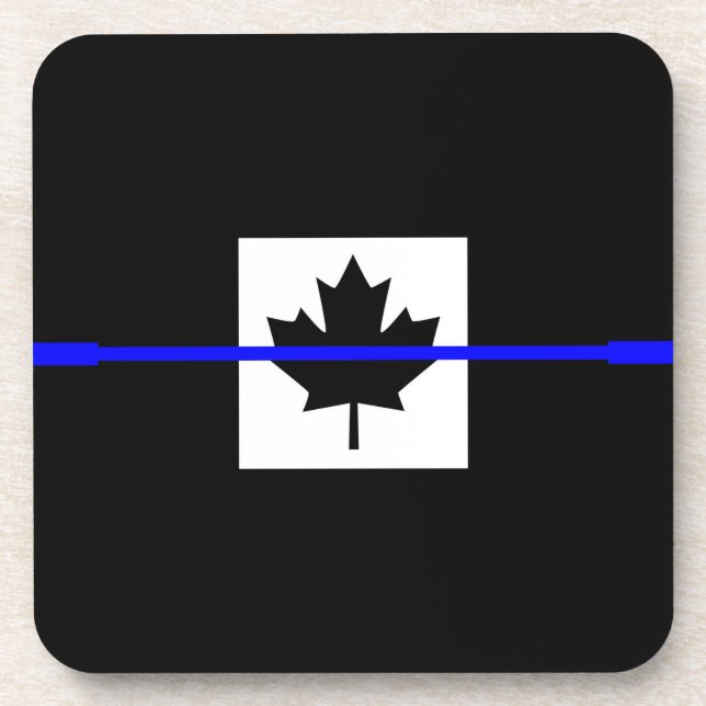 Porta-copo Thin Blue Line na decoração da bandeira canadense (Frente)