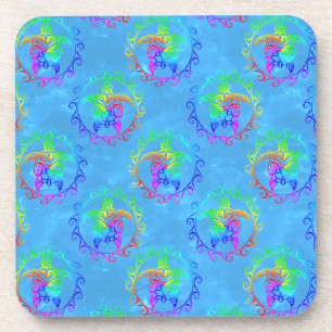 Porta-copo Tie Dye Tribal Turtle Moari Sun Light Blue
