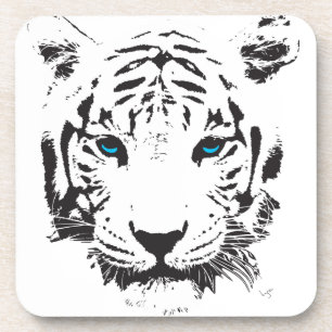 Porta-copo Tigre branco com olhos azuis