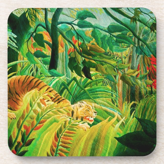 Porta-copo Tigre de Henri Rousseau em portas copos tropicais (Frente)