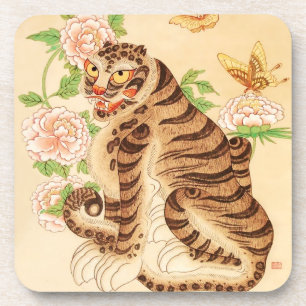Porta-copo Tigre Listrado Coreano Minhwa Vintage