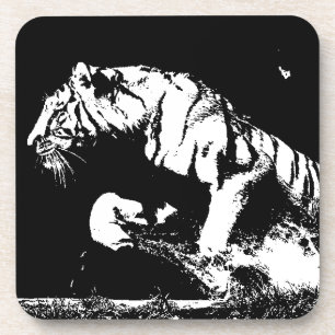 Porta-copo Tigre preto e branco