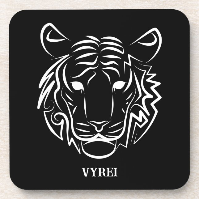 Porta-copo Tigre Tribal Preto e Branco (Frente)