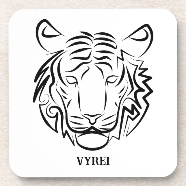 Porta-copo Tigre Tribal Preto e Branco (Frente)