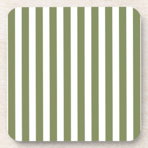 Porta-copo Tiras de doces, verdes e brancas, de oliveira