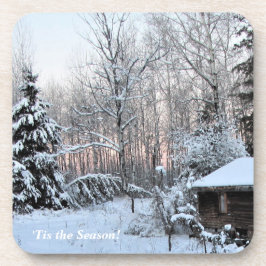 Porta-copo 'Tis a casa de campo do inverno do por do sol do