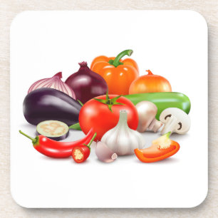 Porta-copo Tomates Asparagus Beets Aquarelas Vegetais