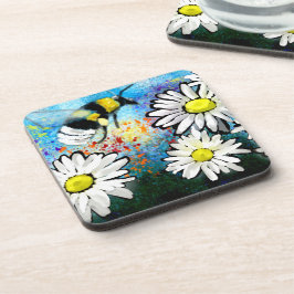 Porta-copo Torneira de cervejas rugosas Daisies Floral Azul B