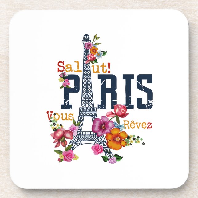 Porta-copo Torre Eiffel Paris Shirt Salut Flor Paris Fra (Frente)